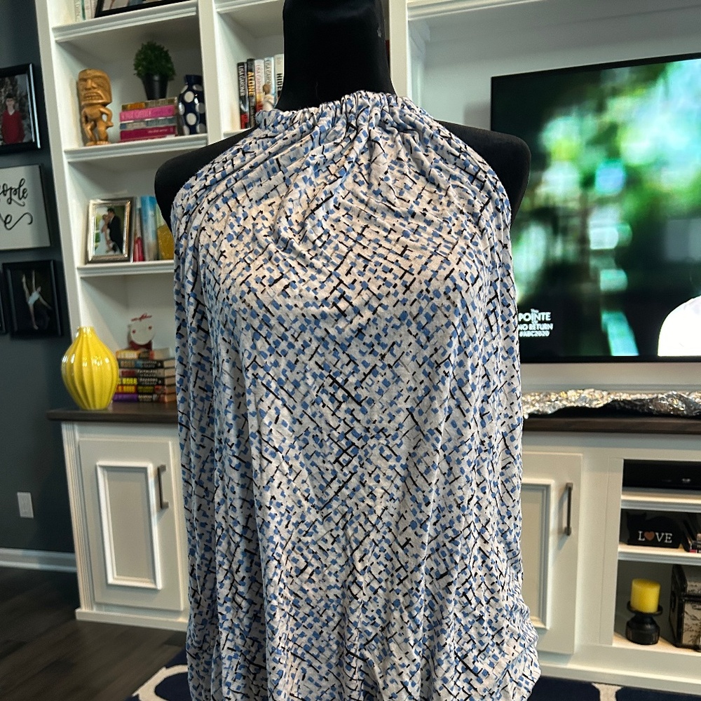 Blue white and black halter top